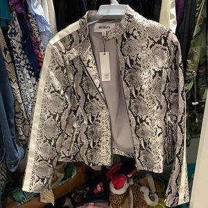Never worn! Faux Snake Skin Leather Bomber